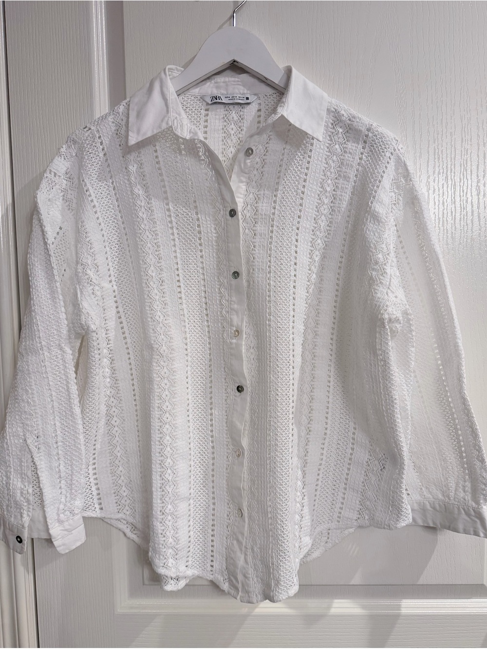 White Lace Button Down Shirt
